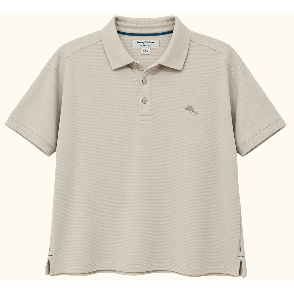 Tommy Bahama Island Zone Men's XXL Light Tan Ribbed Short Sleeve Polo Shirt